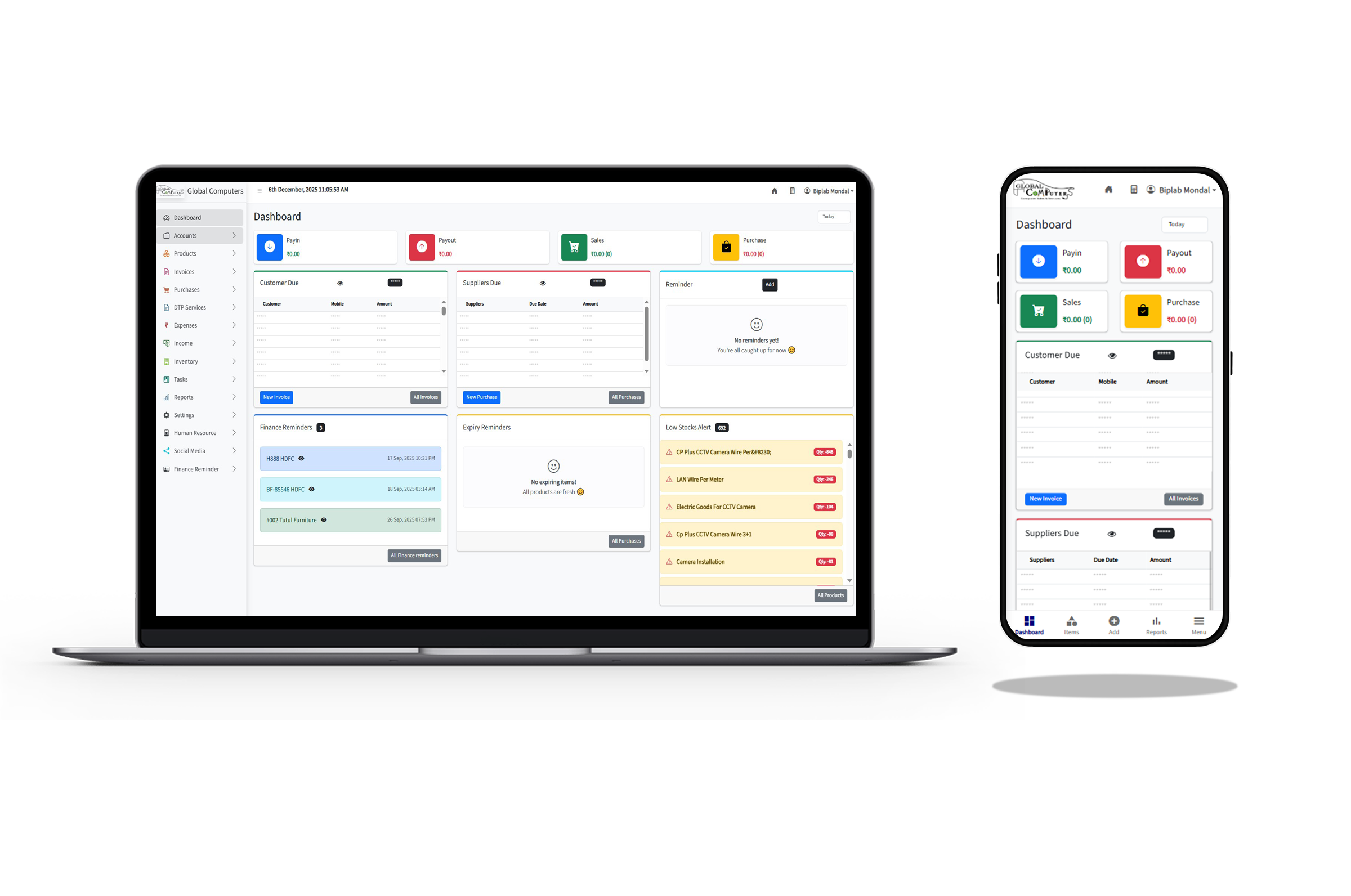 GST Billing Dashboard and Invoice